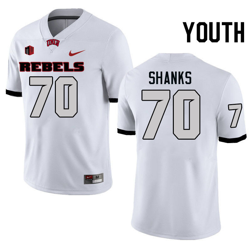 Youth #70 Tiger Shanks UNLV Rebels College Football Jerseys Stitched-White